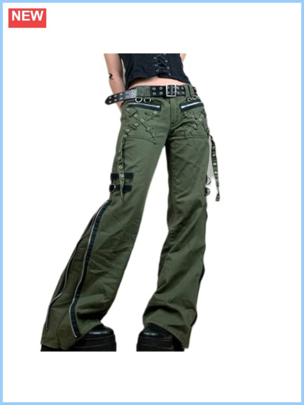 Women's Vintage Y2K Denim Jeans Mid Rise Wide Leg Chain Detail